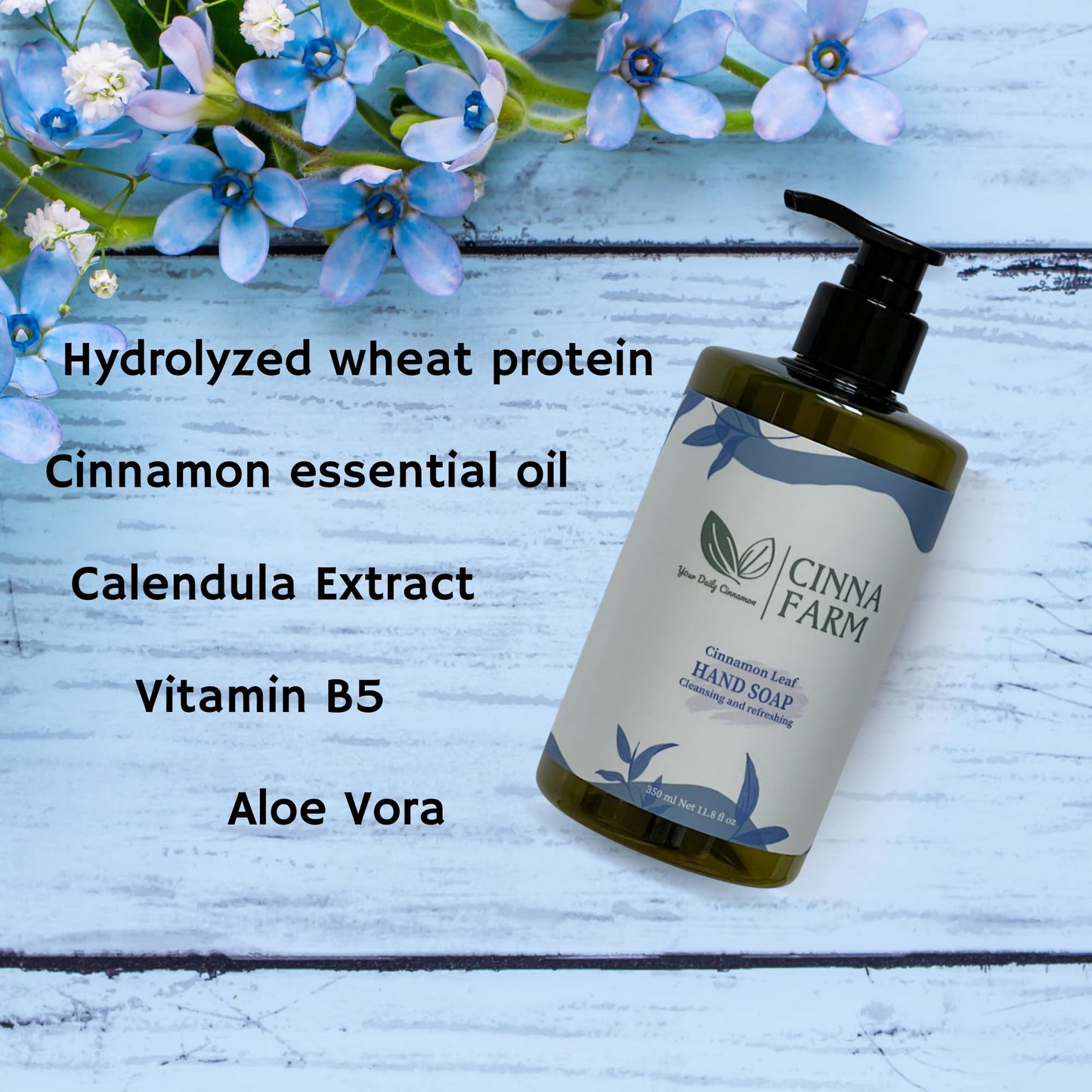 CinnaFarm Hand soap, from Cinnamon leaves extraction, cleansing and refreshing, natural ingredients, vitamin B5, no artificial flavors, fulfates Beauty & Personal Care CinnaFarm