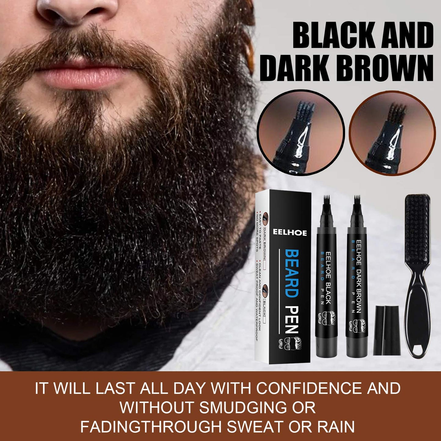 Eacam Harmless Wild Care Brush and Beard Filler Pen Suit Quick Fill, Tidy Up Messy Beard Easily with Harmless Filler Pen Suit Beauty and Personal Care Eacam