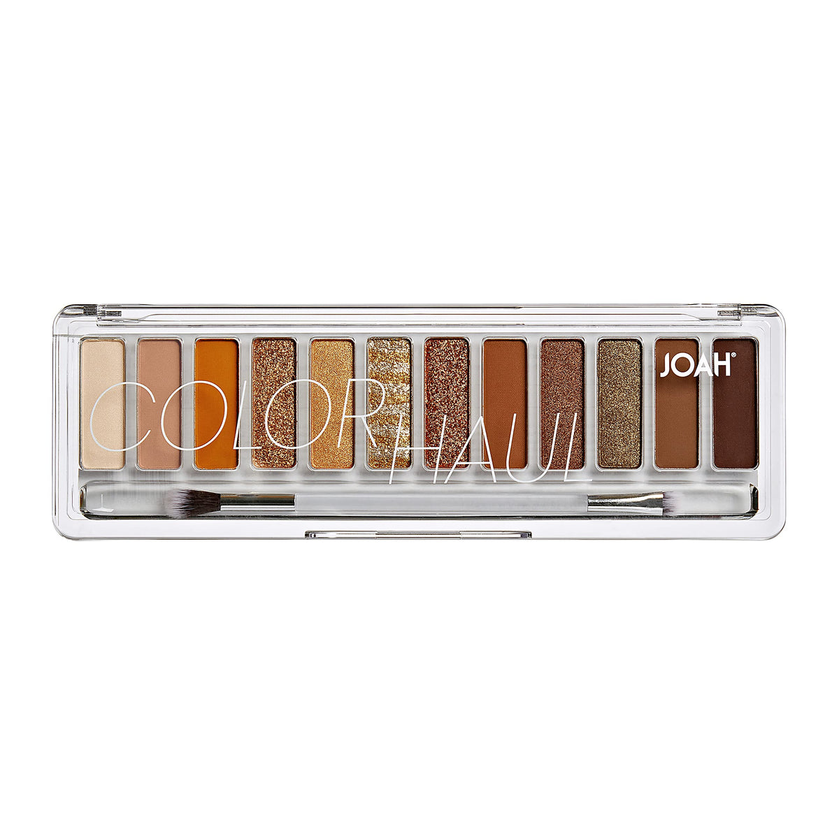 JOAH Color Haul Eyeshadow Palette, Travel Size Eye Makeup Kit, Matte & Shimmer Eyeshadow, Korean Makeup, 12 Highly Pigmented, Super Bendable Gold &