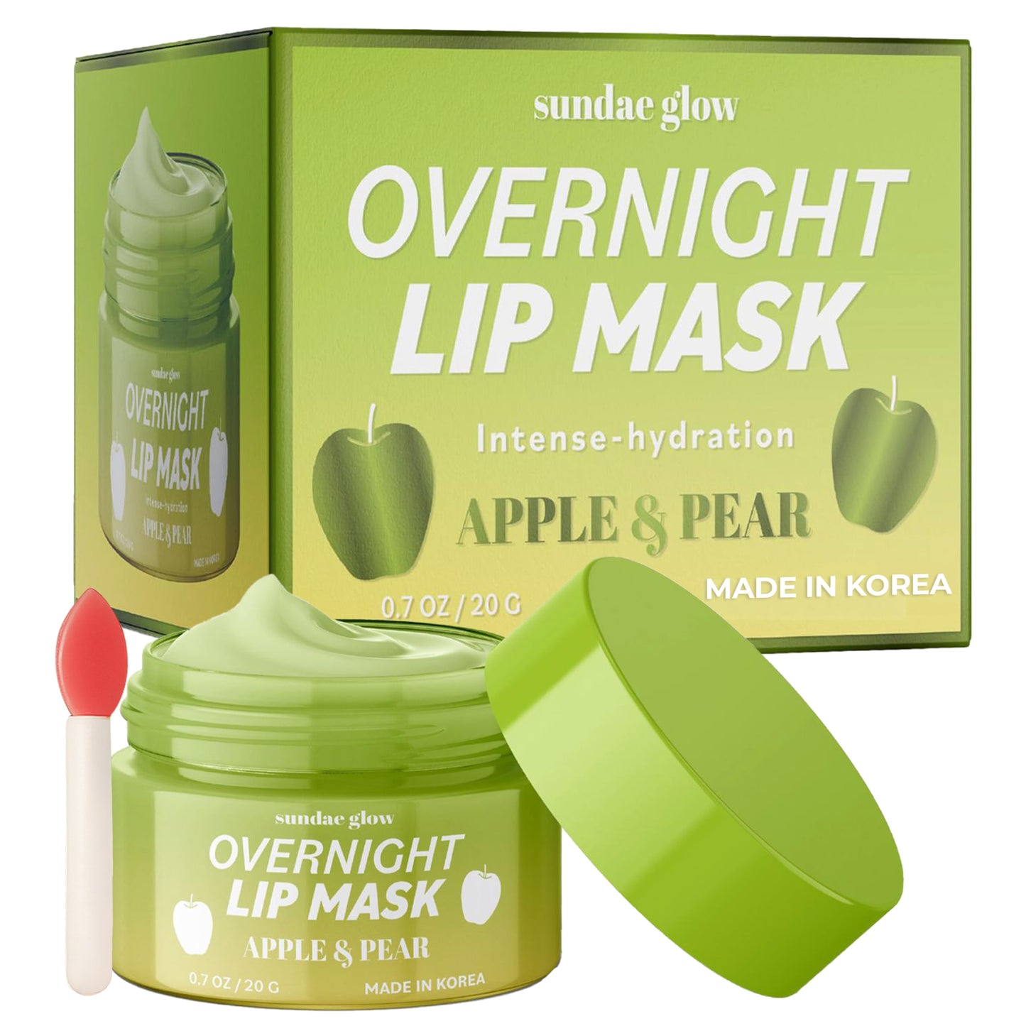 Sundae Glow Apple & Pear Lip Mask Overnight Treatment - Dermatologist Tested, Korean Skin Care - Deep Moisture & Lip Hydration Repair with Shea Butter Beauty & Personal Care Sundae Glow
