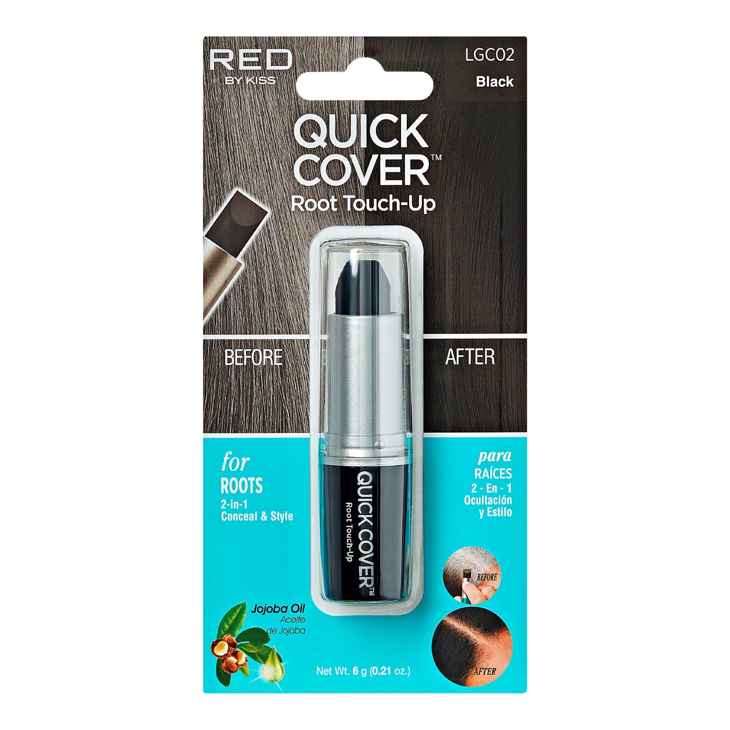 RED by Kiss Quick Cover Root Touch Up Stick, Water-Resistant Temporary Gray Hair Concealer with Brush for Roots and Beard, Long-Lasting Coverage, Easy Beauty & Personal Care Red by Kiss
