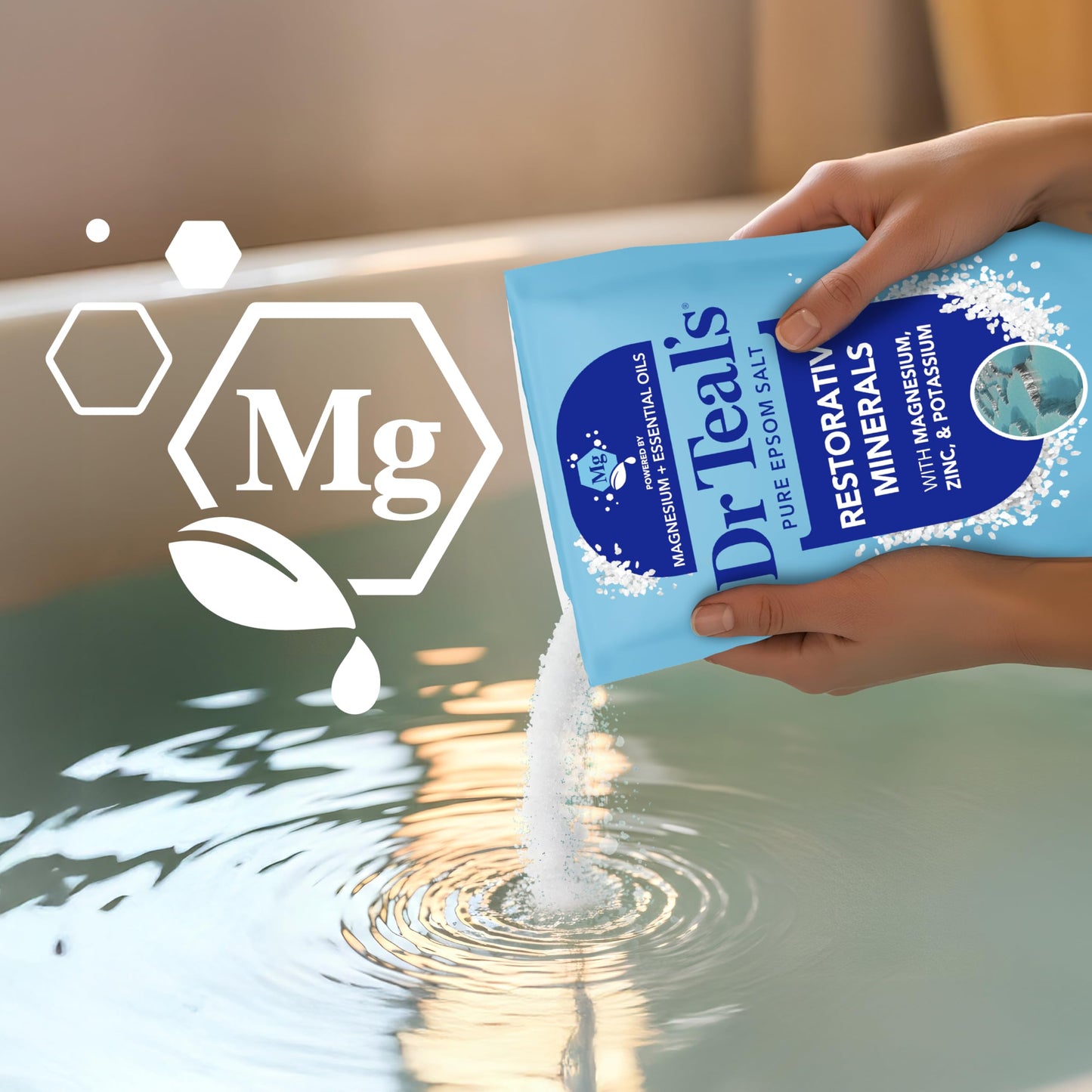 Dr Teal's Epsom Salt Magnesium Soak, Restorative Minerals with Magnesium, Potassium & Zinc, 3 lbs Beauty and Personal Care Dr Teal's