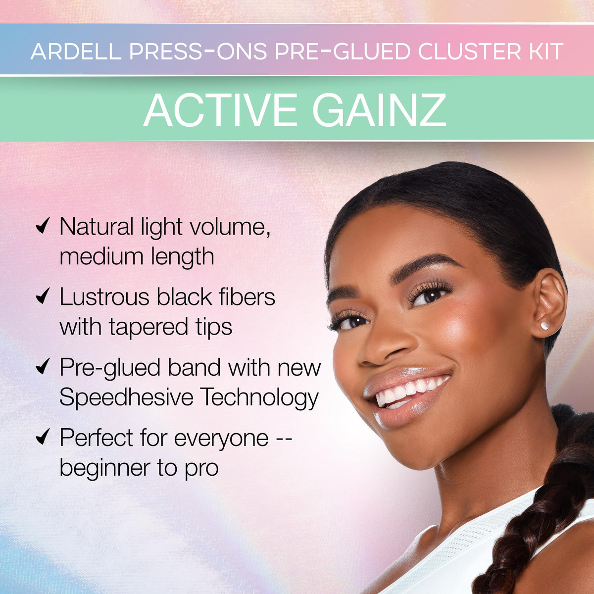 Ardell Active Press On Lashes, Underlash Cluster Eyelash Extensions, - Pre-Glued Lash Clusters, Natural Self Adhesive Eyelashes, No Glue Needed, DIY