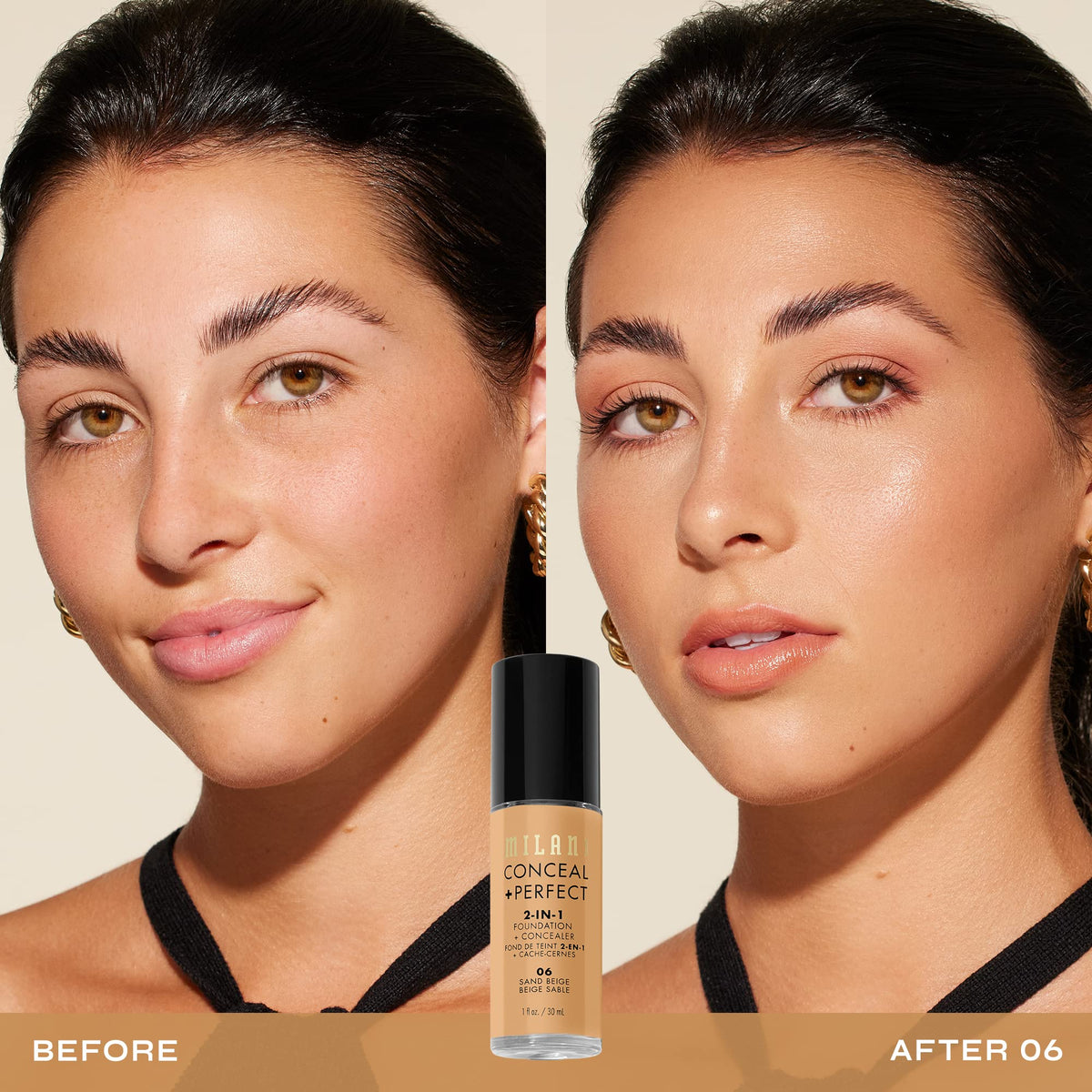 Milani Conceal + Perfect 2-in-1 Foundation + Concealer for a Flawless Complexion, Under Eye Corrector, Cover Redness and Imperfections, Waterproof Beauty & Personal Care Milani