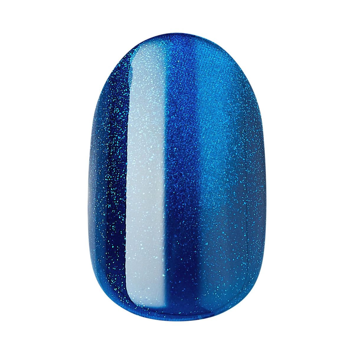 Kiss colorFX by Impress Press On Nails, Reconnect, 30 No Glue Peel and Stick Nails Kit with IMPROVED Adhesive, Blue Short Oval Pearlescent Effect