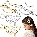 FRCOLOR Cat Hair Clip, 4 Pieces Metal Novelty Pearl Cat Shaped Hair Clips Cute Small Cat Barrettes Hairpins for Women Girls Beauty & Personal Care FRCOLOR