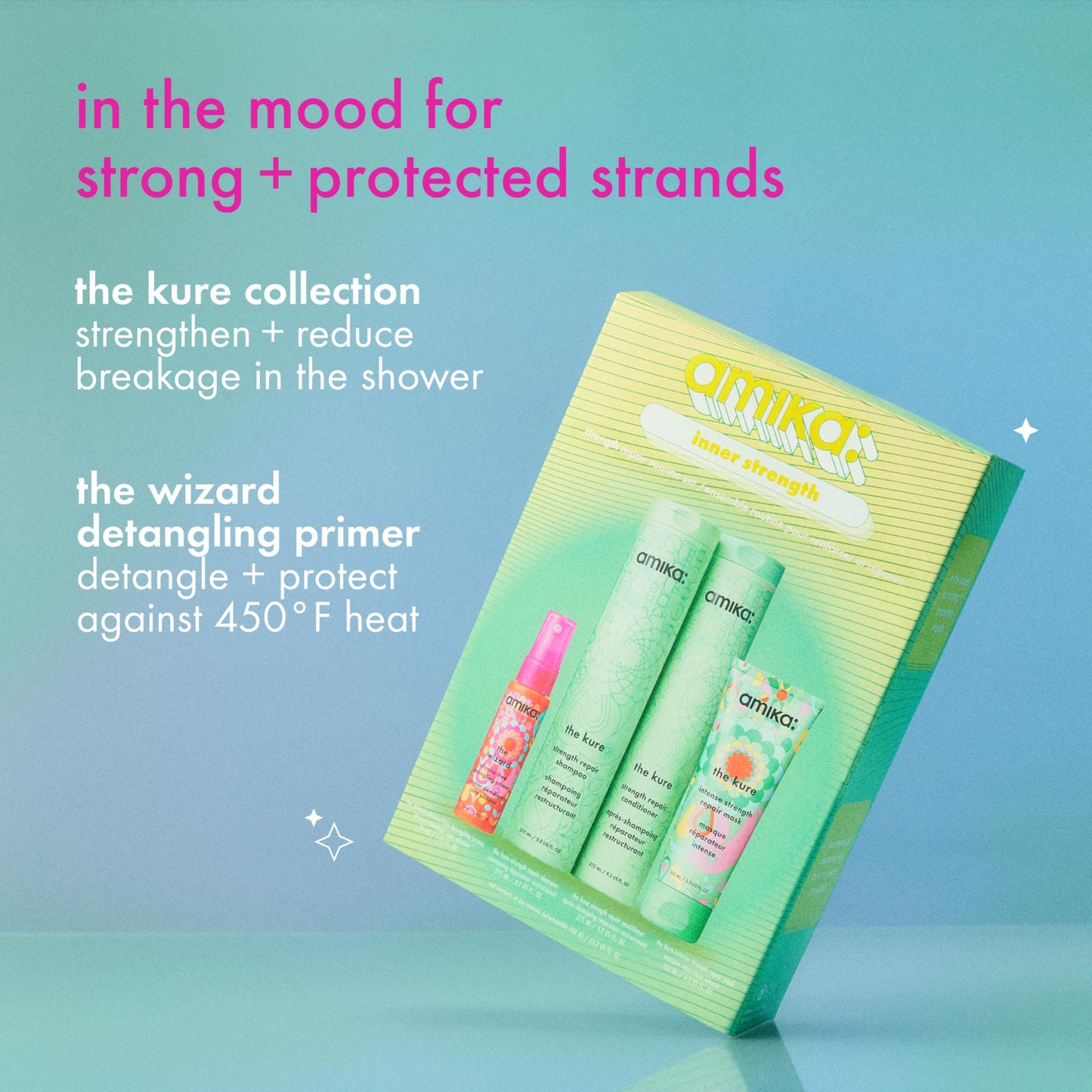 amika inner strength repair routine set | gift set for dry, damaged hair from bleach, color, chemical, or heat use Beauty & Personal Care Amika