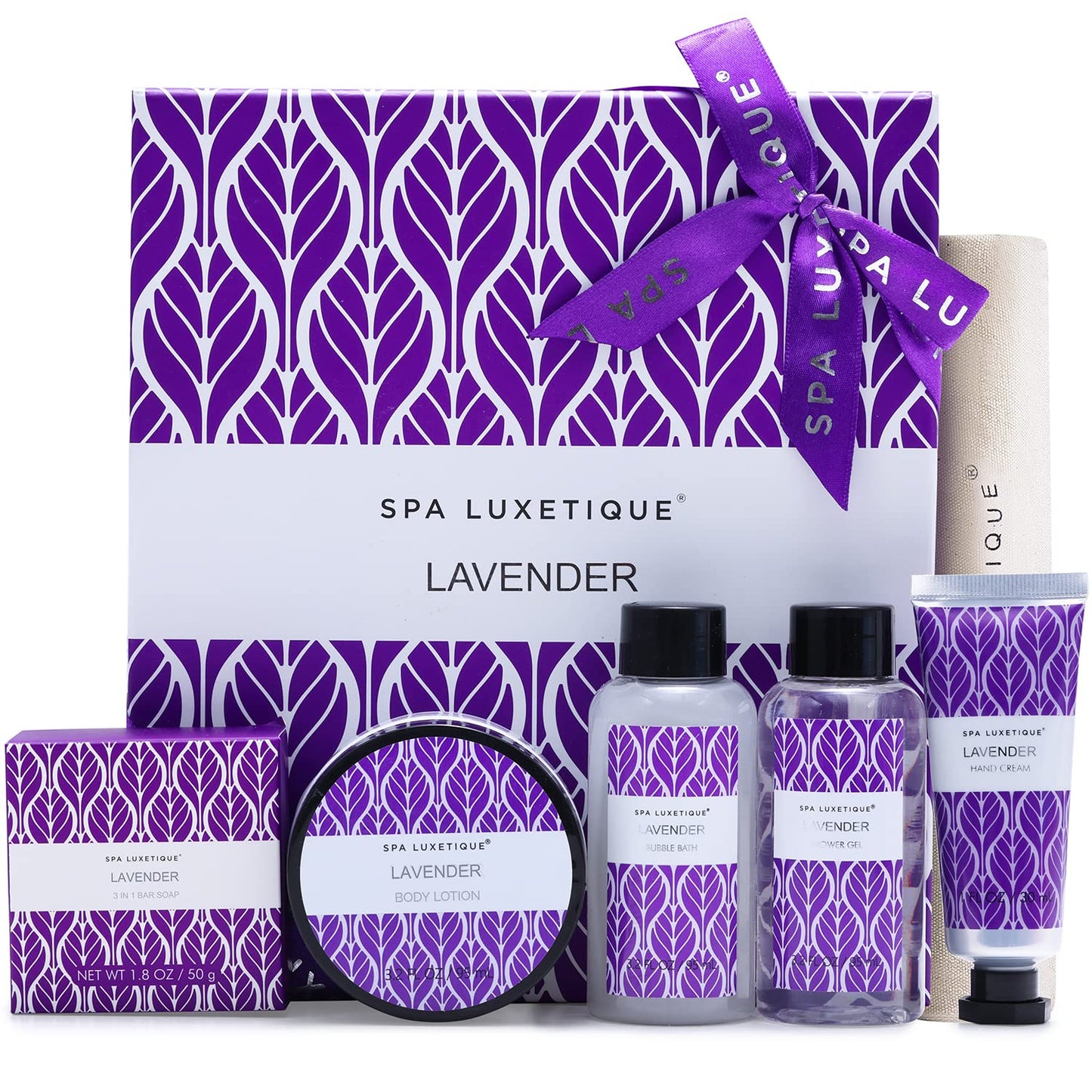 Spa Luxetique Lavender Spa Set, Bath Set for Women Gift, Relaxing Home Spa Kits Includes Body Lotion, Shower Gel, Bubble Bath, Hand Cream, Birthday Beauty & Personal Care spa luxetique