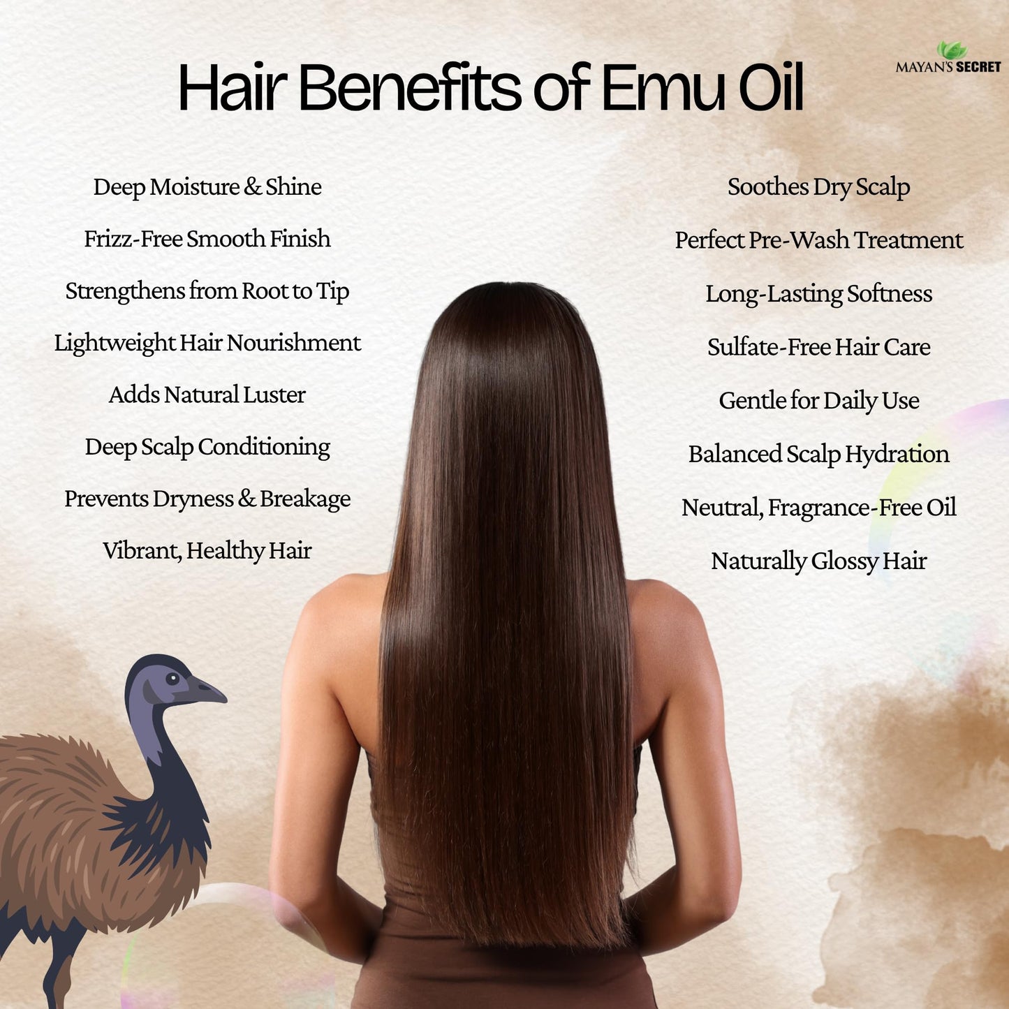 Mayan's Secret Emu Oil: A 100% pure and natural 4-ounce solution, perfect as a hair strengthener and skin moisturizer. Beauty & Personal Care Mayan's Secret