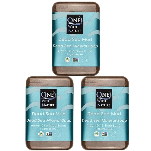 One With Nature Dead Sea Mineral Mud Soap Bar, 7 oz, Fragrance Free, Shea Butter, Argan Oil, Magnesium, Sulfur, 21 Minerals, Soothes Skin, Exfoliates Beauty & Personal Care One With Nature