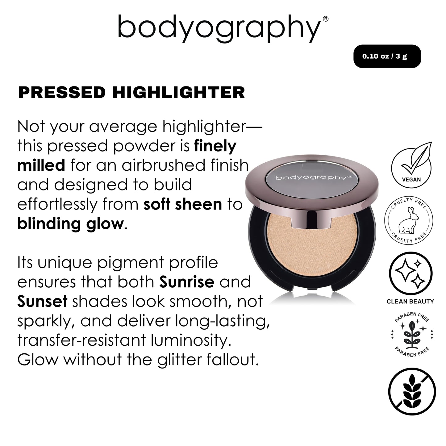 Bodyography Sunrise Light Highlighter - Compliments All Skin Tones Beauty & Personal Care Bodyography