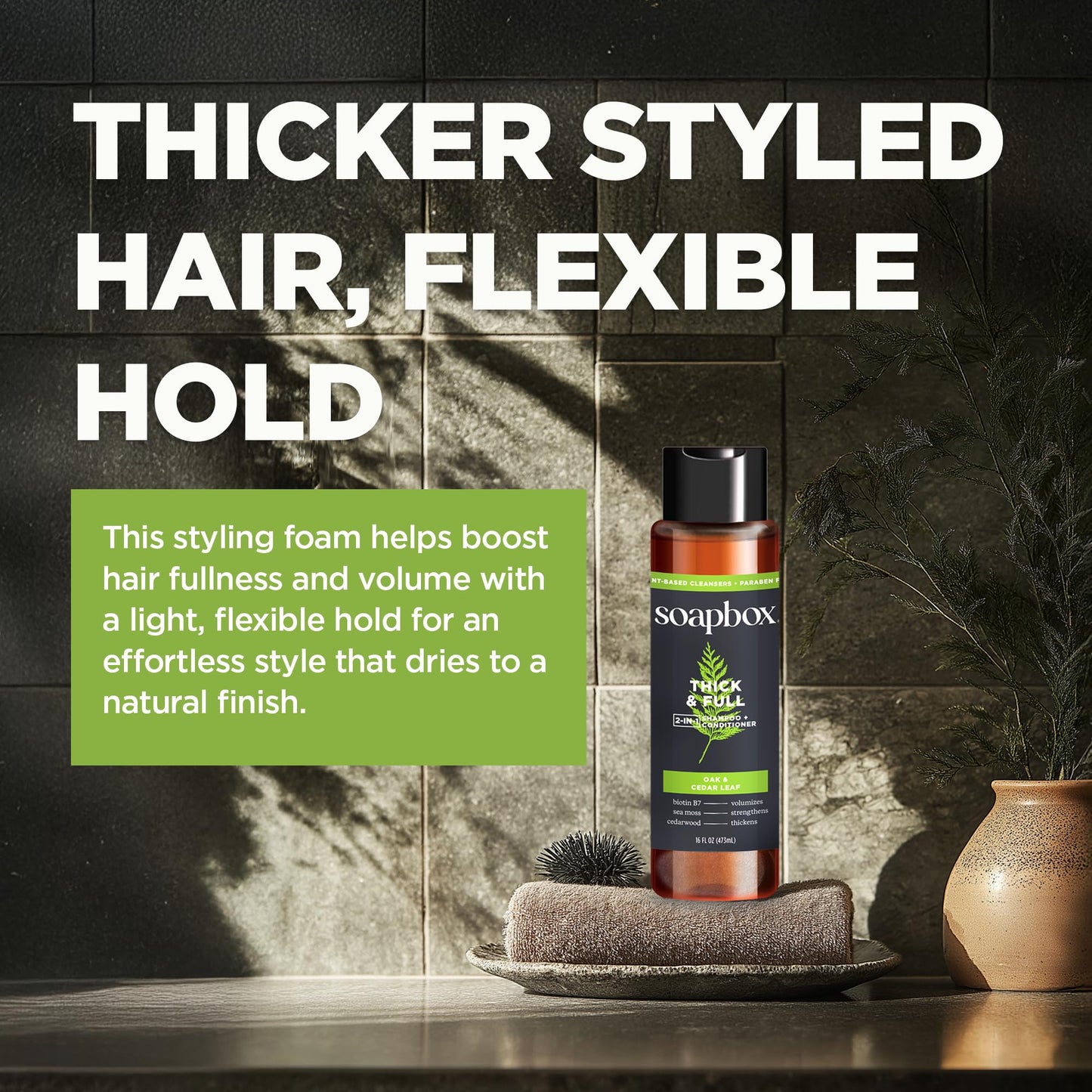Soapbox Men's Thicken & Style Foaming Texturizer, Hair Looks Thicker, Fuller, & Volumized - Clean Ingredients Free of Harsh Chemicals, Sulfates Beauty & Personal Care Soapbox