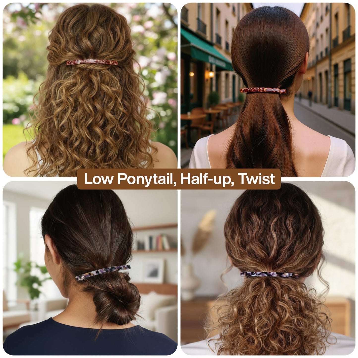 HYFEEL Long French Hair Barrettes 4 Inch Large Hair Clips for Women Thick Hair Automatic Clasp Clamp Pins Resin Nonslip Grip Ponytail Holders, Stylish Beauty & Personal Care HYFEEL