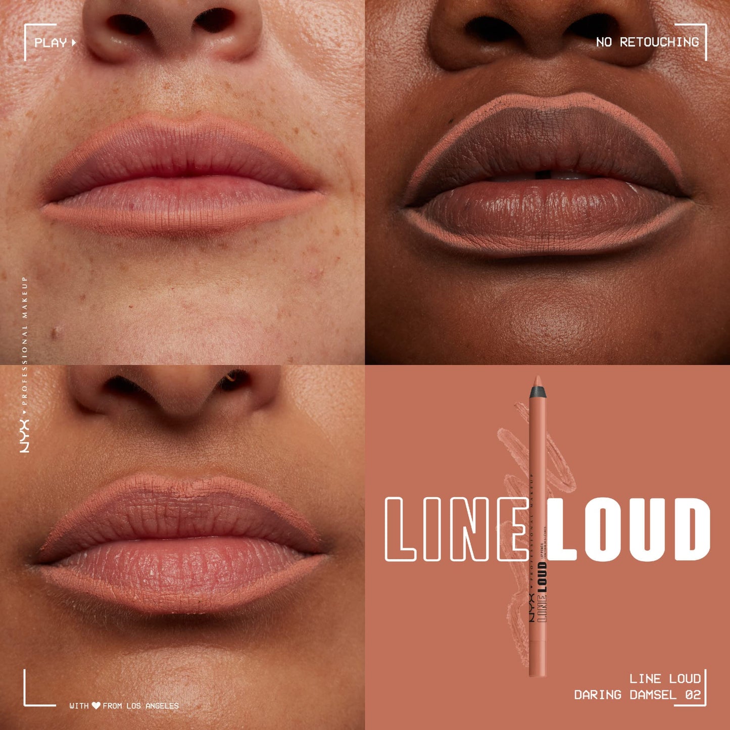 NYX PROFESSIONAL MAKEUP Line Loud Lip Liner, Longwear and Pigmented Lip Pencil with Jojoba Oil & Vitamin E - Daring Damsel (Light Warm Peach Nude) Beauty & Personal Care NYX PROFESSIONAL MAKEUP