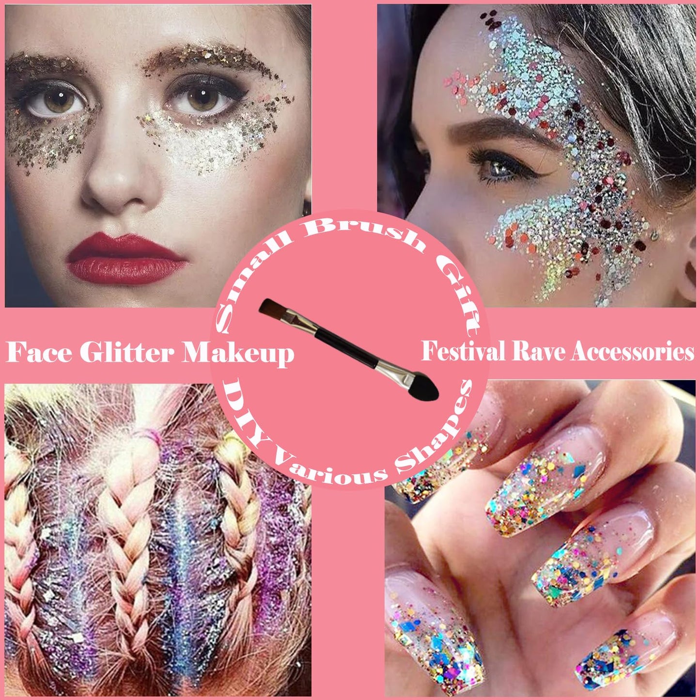 Body Glitter Face Glitter Gel: Singer Concerts Disco Festival Rave Accessories Face Glitter Makeup 150ml Chunky Sequins Mermaid Face Body Hair Glitter Beauty & Personal Care Angels Beauty