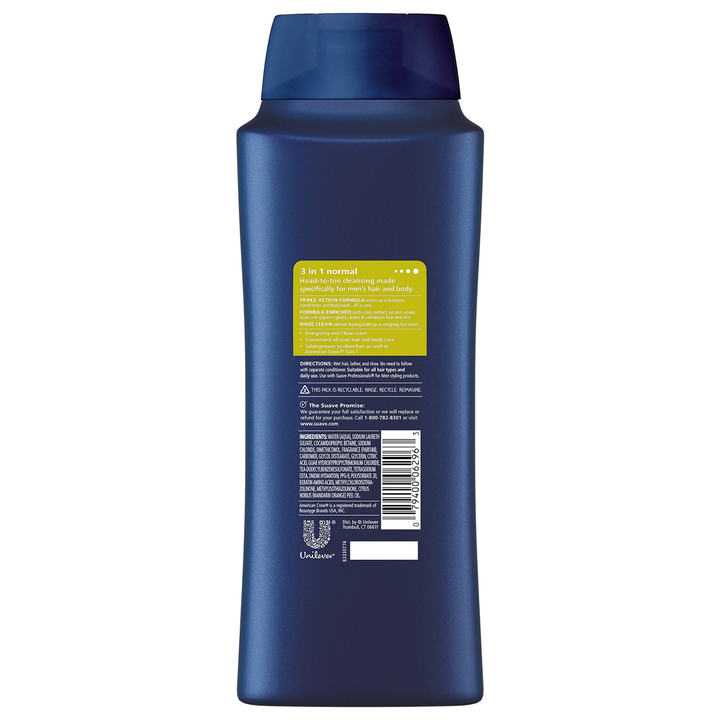 Suave Men 3 in 1 Shampoo Conditioner and Body Wash Citrus Rush 28 oz (Pack of 3) Beauty & Personal Care Suave