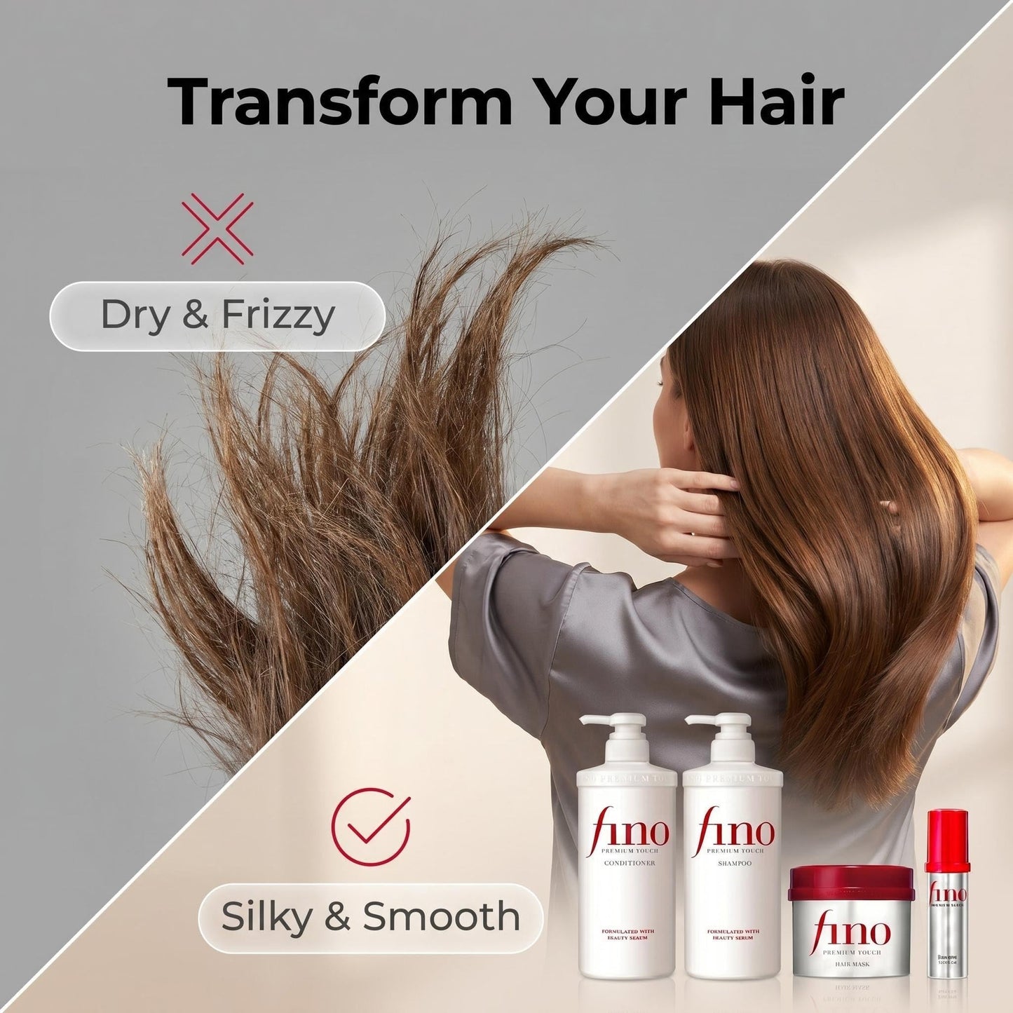 TJ SIGNATURE Fino Premium Touch Complete Hair Spa Set - Shampoo (550ml), Conditioner (550ml), Mask (230g) & Hair Oil (70ml) 5-Piece J-Beauty System Beauty & Personal Care TJ SIGNATURE