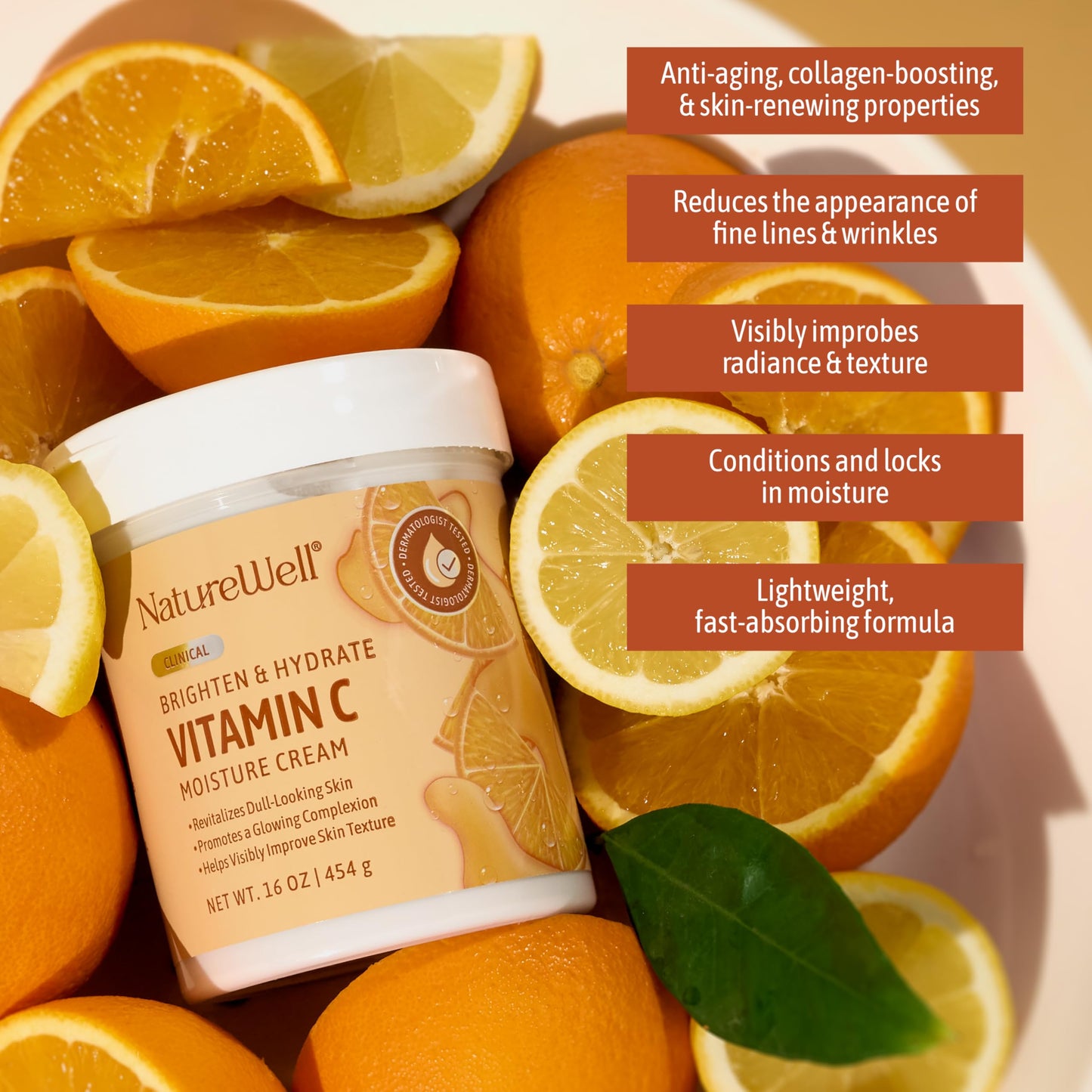 NATURE WELL Vitamin C Brightening Moisturizer Cream - Hydrating Face & Body Lotion with Coconut Oil, Helps Improve Uneven Skin Tone & Dark Spots Beauty & Personal Care NATURE WELL