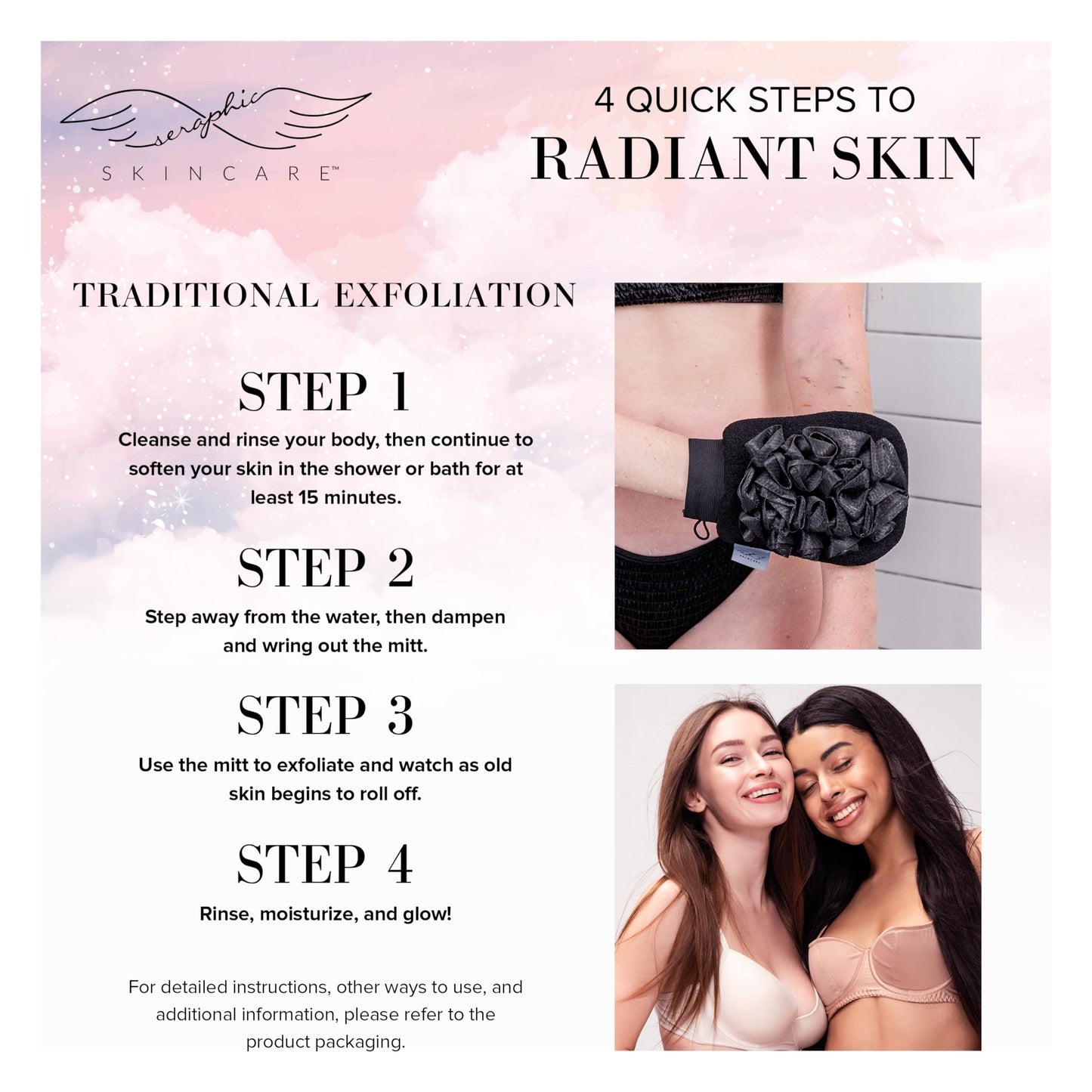 Seraphic Skincare Ultra-Luxe Exfoliating Mitt for Traditional Korean Exfoliation - Body Exfoliator with Mesh Shower Gloves for Gentle Cleansing Beauty and Personal Care SERAPHIC SKINCARE