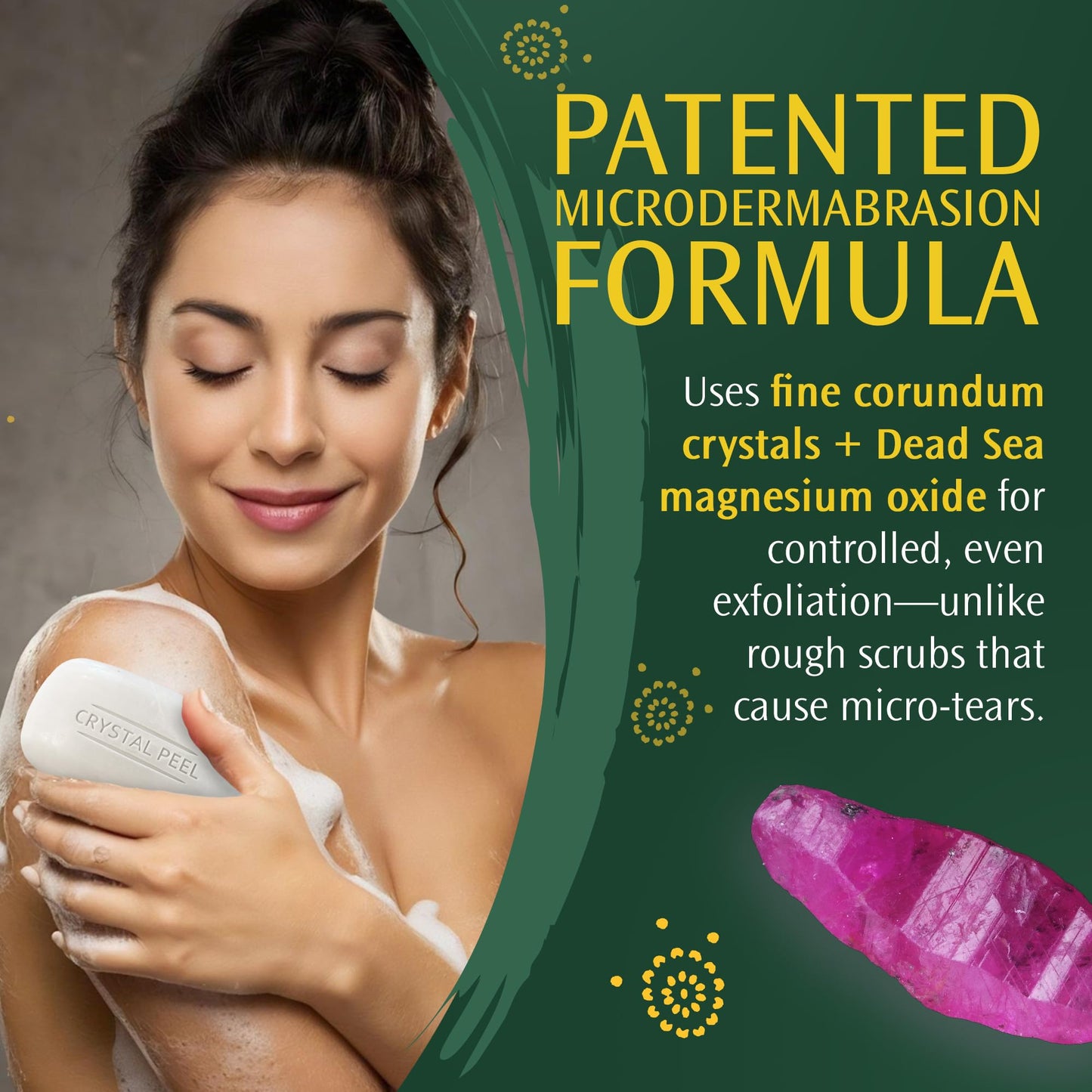 Exfoliating Bar Soap for Men & Women, Crystal Peel Luxury Microdermabrasion Hydrating & Exfoliating Body Soap Bar, Solid Magnesium Mineral Scrub Beauty & Personal Care Crystalon Crystal Peel