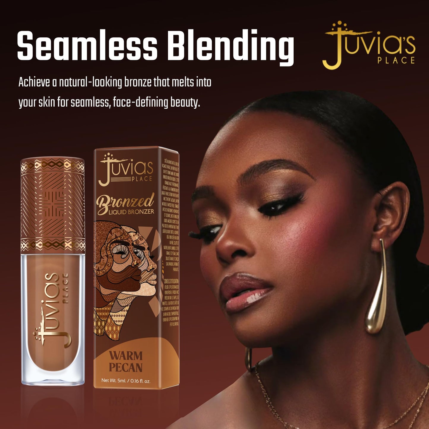 Juvia’s Place Bronzed Liquid Bronzer - Warm Pecan - Liquid Bronzer for Face w/Silky Blendable Texture - Buildable Coverage for Natural Contour Beauty & Personal Care Juvia's Place