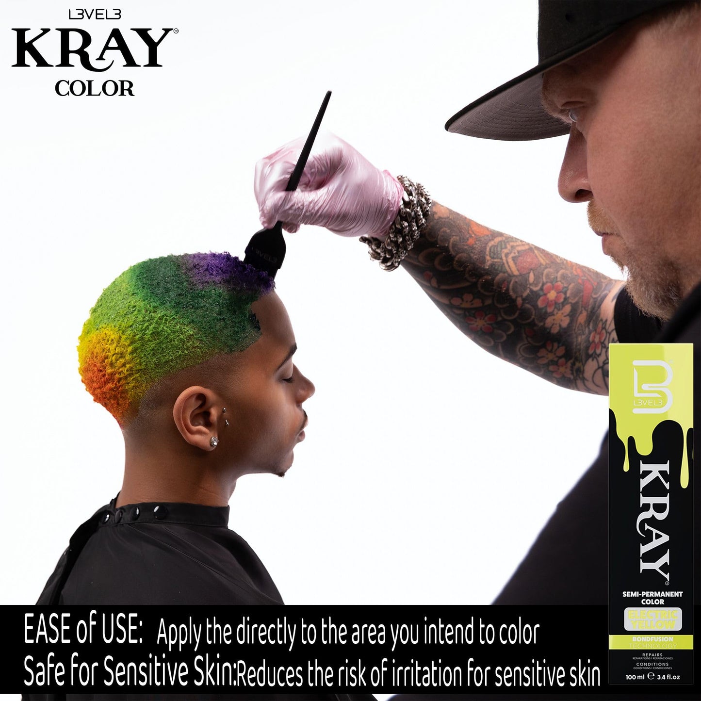 L3 - Level 3 Electric Semi Permanent Hair Color - Vibrant Long Lasting Shine - Argan Oil Protection - 100 ml - Electric Yellow Beauty & Personal Care L3
