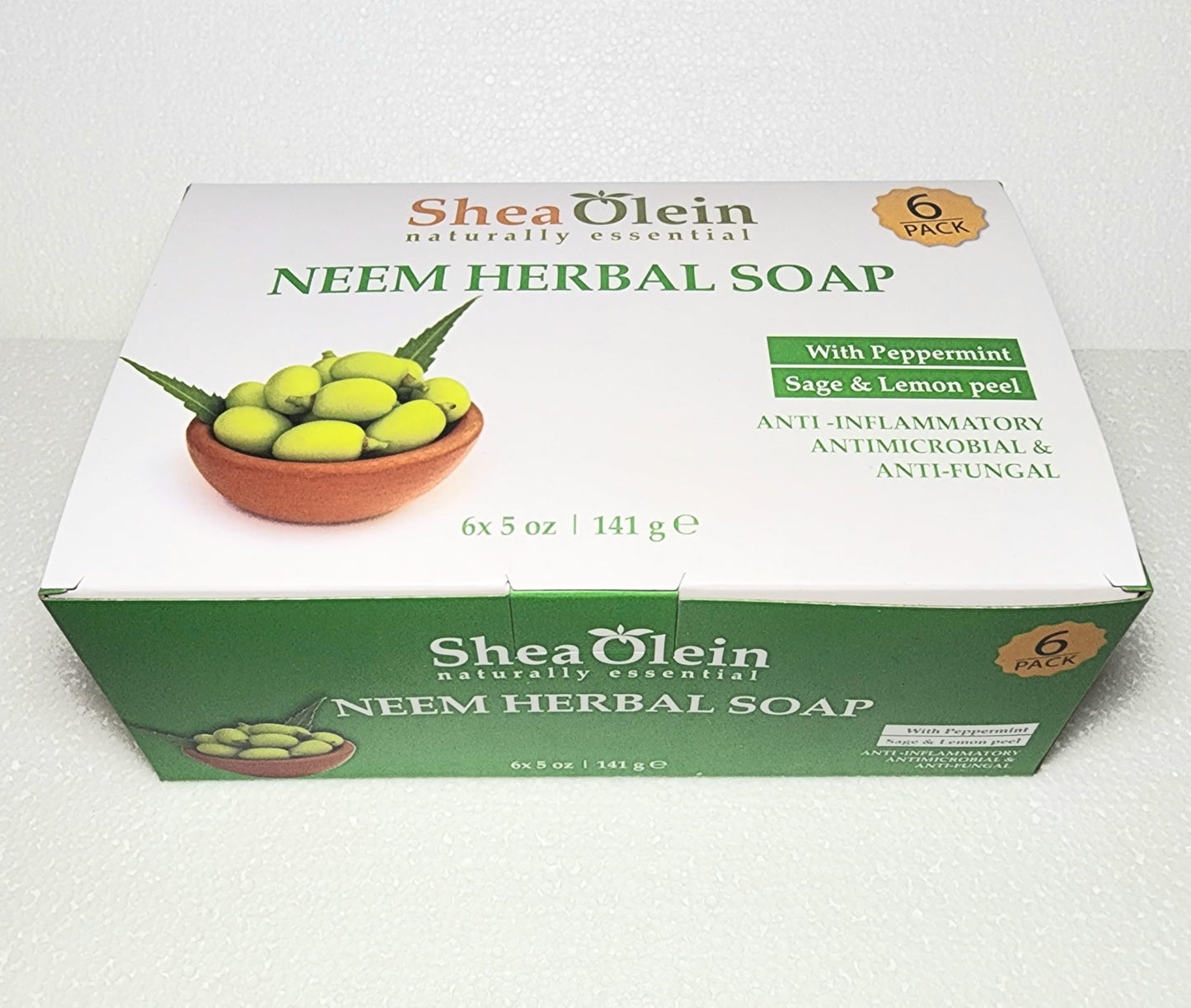 Shea Olein Naturally Essential Neem Herbal Soap With Peppermint Sage & Lemon Peel 6-Pack Beauty & Personal Care SheaOlein Naturally Essential