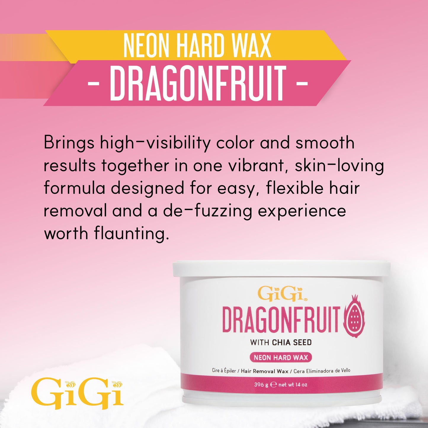 Gigi Neon Hard Wax - Dragonfruit, Stripless Wax for Hair Removal, Ideal for Sensitive Skin, 14 Oz Beauty and Personal Care GIGI