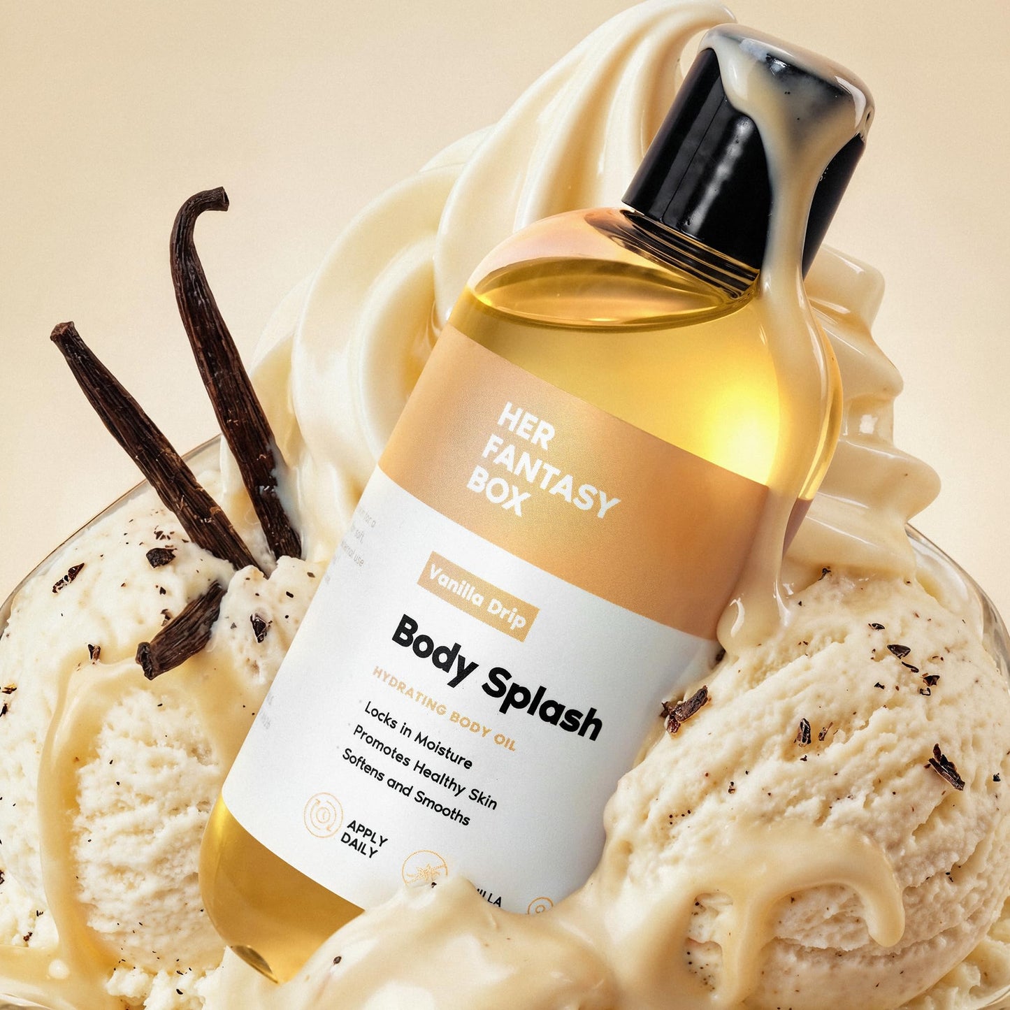 Her Fantasy Box | Body Splash Vanilla Drip Fragrance Oil - Warm Vanilla Sugar Scent with Creamy Cashmere & Sandalwood, Lightweight Hydrating Body Oil Beauty and Personal Care Her Fantasy Box