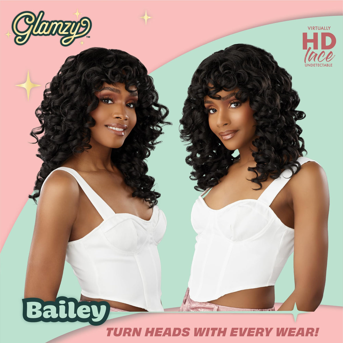Sensationnel Glamzy Lace Crown Wig-Bailey, 1B OFFBLACK
