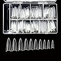 BeYou Clear Long Stiletto 500pcs False Fake Gel Nail Tips,10 Sizes With Clear Plastic Case For Nail Salon Nail Shop Beauty & Personal Care BeYou