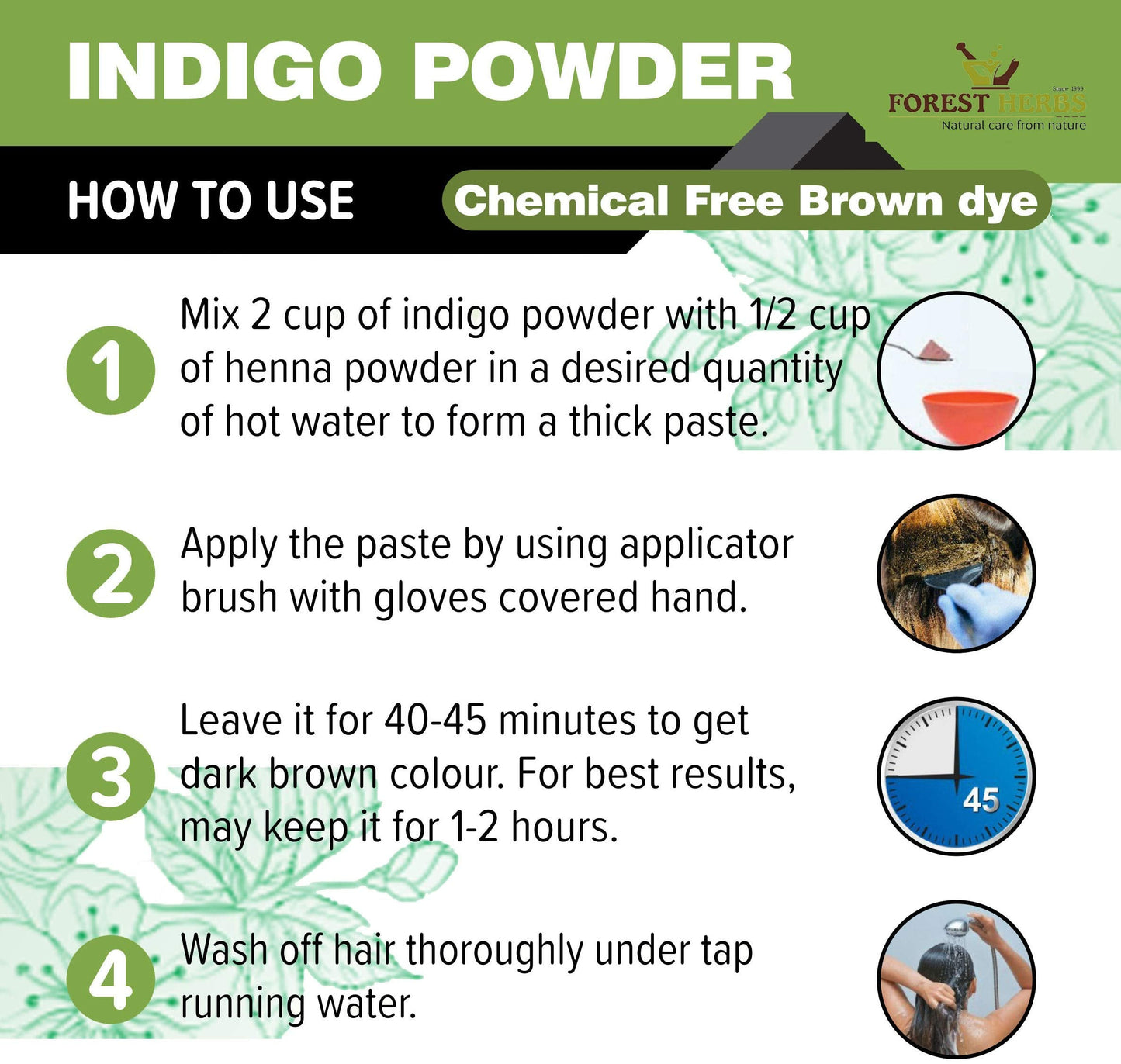The Forest Herbs Natural Care From Nature Organic Indigo Powder for Hair Colour, 200g (Pack of 1) Beauty & Personal Care THE FOREST HERBS Natural care from nature