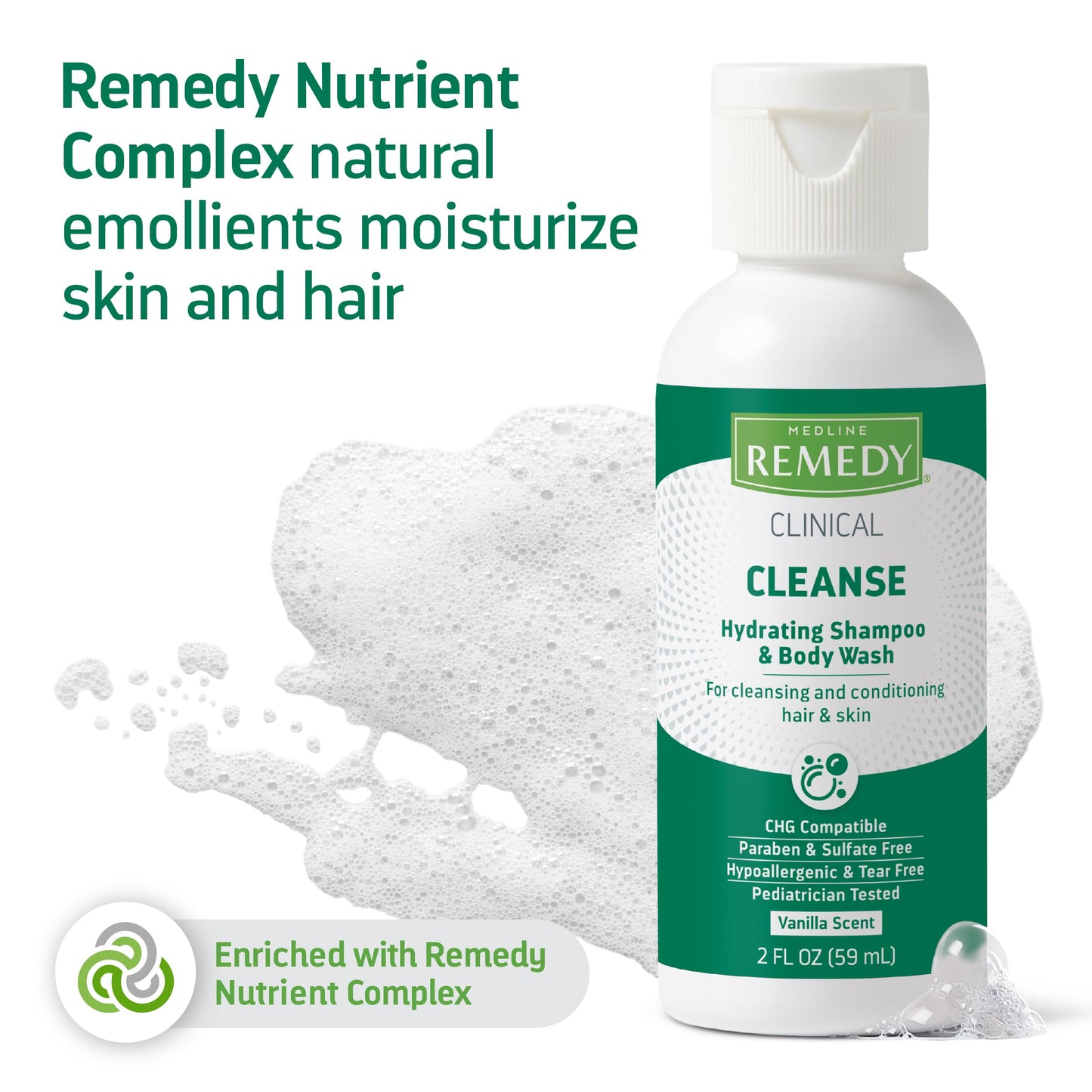 Medline Remedy Clinical Hydrating Shampoo & Body Wash (2 fl oz), Vanilla Scent, Cleanser, No-Rinse, Adults, Kids, Shower Or Bedside, Dimethicone Beauty & Personal Care Medline Remedy