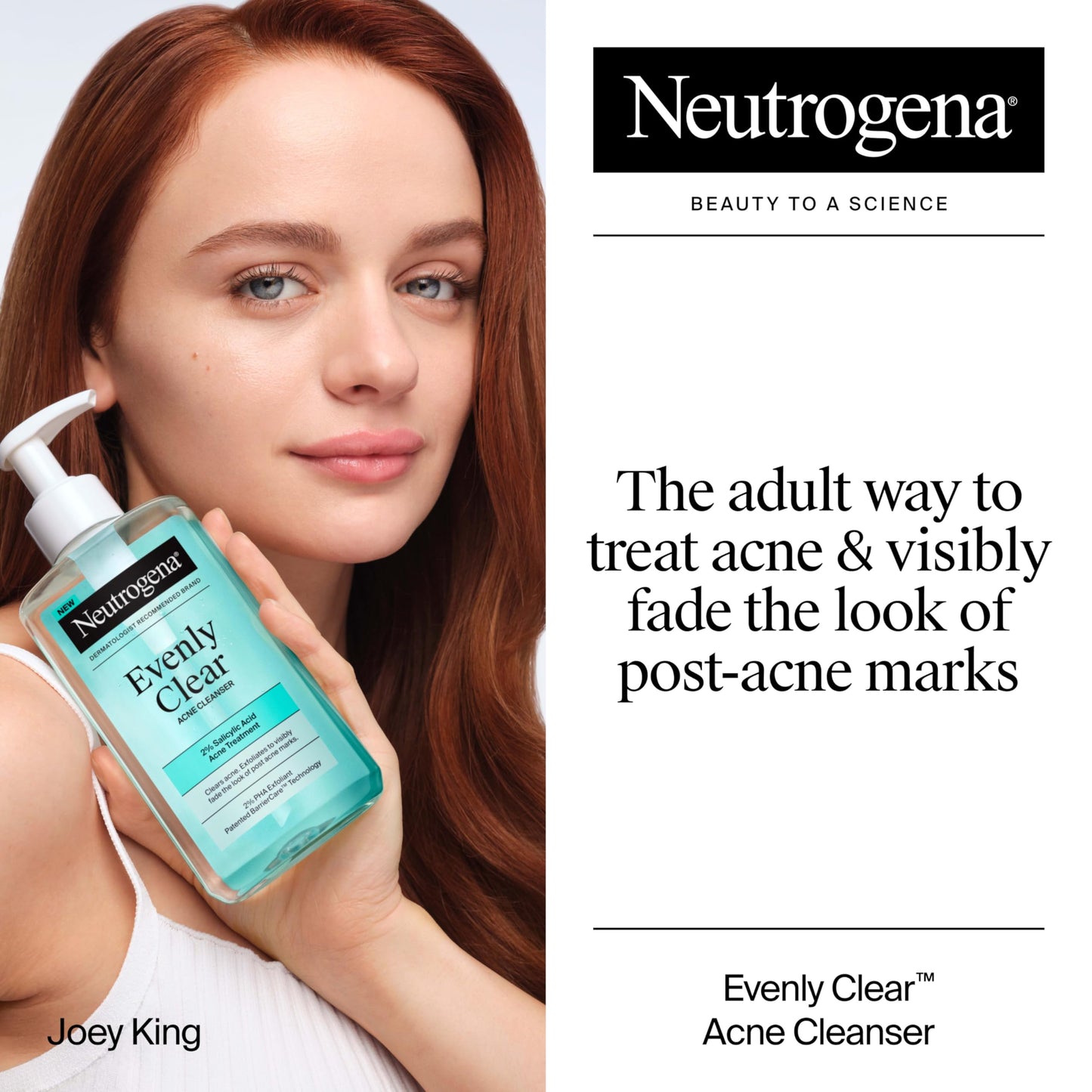 Neutrogena Evenly Clear Acne Cleanser with 2% Salicylic Acid & 2% PHA Exfoliant, Gentle Foaming Face Wash Clears Clogged Pores & Blackheads While Beauty & Personal Care Neutrogena