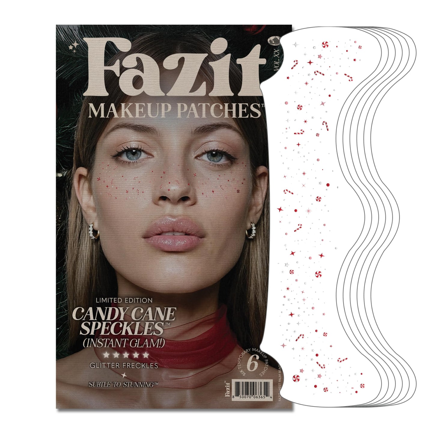 Fazit Makeup Patches - Candy Cane Speckles - Glow Up Make-Up Patches - Cute Glitter Makeup Accessories for Women - Cosmetic Glitter for Face Beauty & Personal Care Fazit