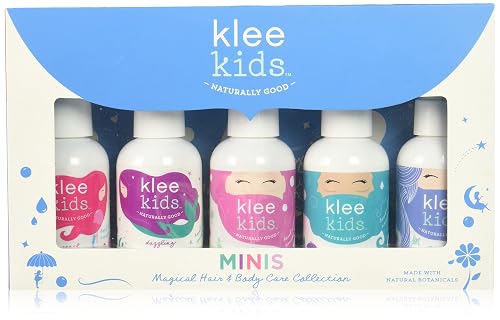 Klee Kids Magical Hair and Body Care Mini Travel Set, 2 Ounce Each. Shampoo, Conditioner, Detangler, Body Wash, Body Lotion. With Organic and Natural Beauty & Personal Care Klee Naturals