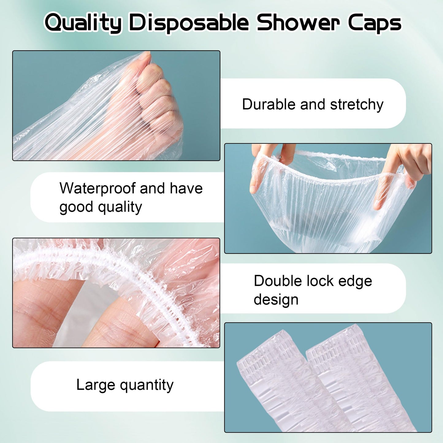 YGQQOY Shower Caps, 200PCS Large Thick Disposable Shower Caps, Bowl Covers, Clear Plastic Wrap for Women, Bath Caps for Hair Treatment Beauty and Personal Care YGQQOY