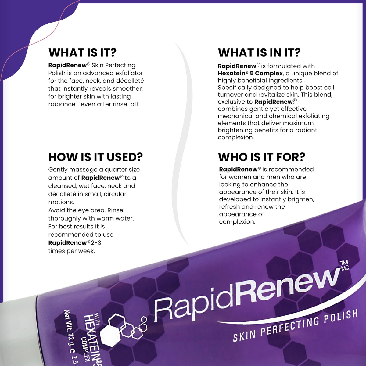 RapidRenew Skin Perfecting Polish - Exfoliating Face Wash and Facial Scrub with Vitamin C, Hexatein 5 Complex - Face Exfoliator for Women & Men, Pore Beauty & Personal Care RapidLash