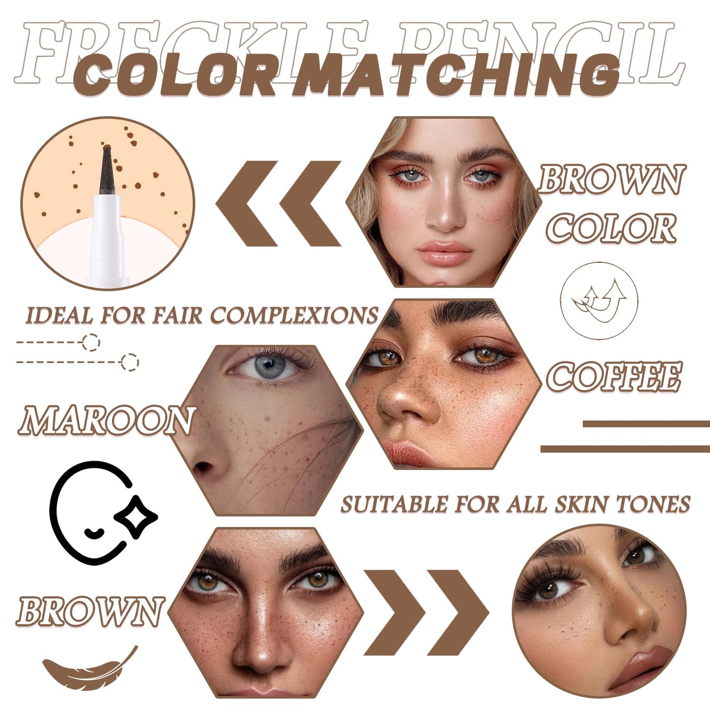 LJYBoBin Freckle Pen 4 Colors - Vivid Lifelike Freckle Makeup, Waterproof Long Lasting Quick Dry Soft Spot Pen - Light Brown, Coffee, Chestnut, Dark Beauty & Personal Care LJYBoBin