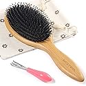 BESTOOL Hair Brush-Boar Bristle Hair Brushes Natural Bamboo Wooden Cushion Massage Anti Static Large Paddle Hairbrush for Women Men and Kid (Round) Beauty & Personal Care BESTOOL