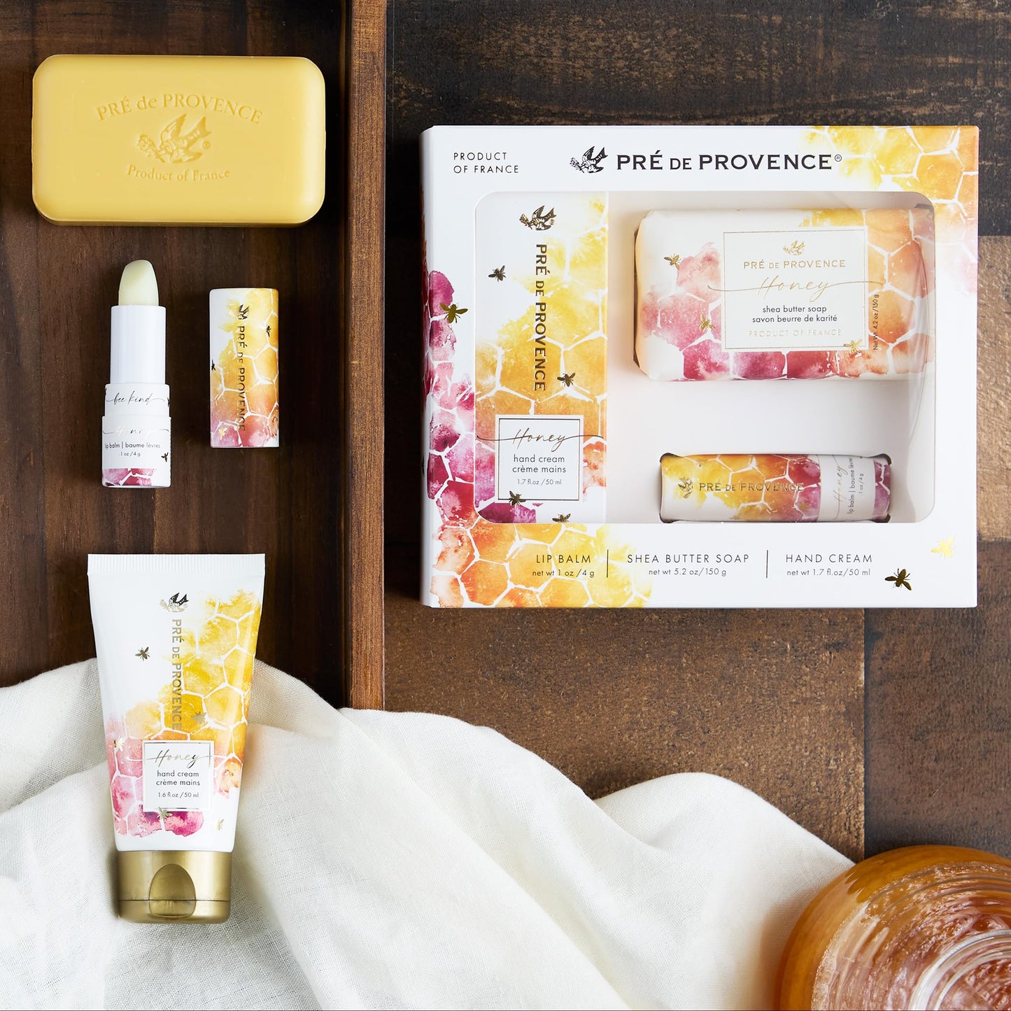 Pre de Provence Honey Collection Gift Set - Soap Bar, Hand Cream & Lip Balm - Skincare Trio with Organic Honey, Propolis & Royal Jelly Beauty and Personal Care Pre de Provence