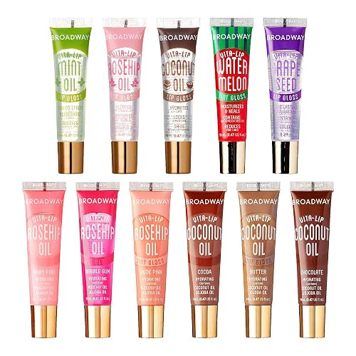 Ruby Kisses Broadway Vita-Lip Tinted & Clear Lip Gloss Set (11 Pack) Ultra-Hydrating & Soothing Formula with Vitamins, High-Shine Non-Sticky Lip Balm Beauty & Personal Care Ruby Kisses