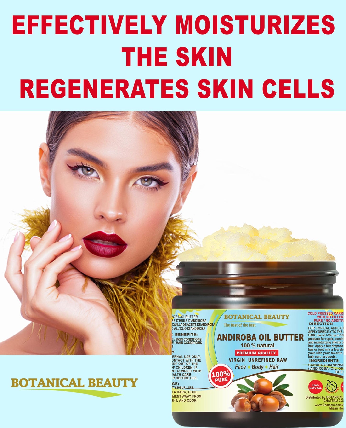 Botanical Beauty Andiroba Oil Butter Raw Pure Natural VIRGIN UNREFINED Cold-Pressed for Face, Skin, Body, Hair, Lip, Nails. Rich in Vitamin E, Vitamin Beauty & Personal Care Botanical Beauty