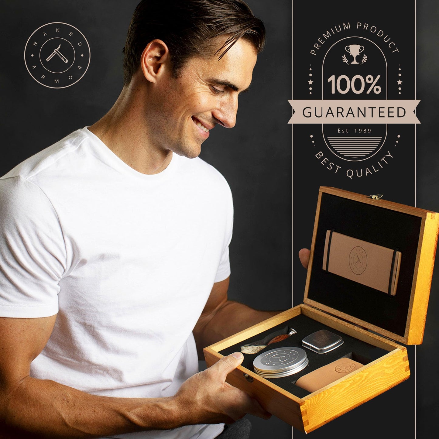 Naked Armor Solomon Straight Razor Kit - Professional Shave Ready Straight Razor Shaving Kit for Men - Japanese Carbon Steel Straight Edge Razor Beauty and Personal Care Naked Armor