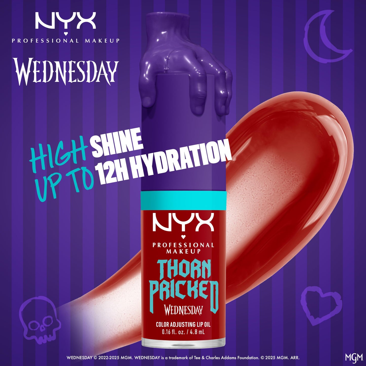 NYX PROFESSIONAL MAKEUP Wednesday Color-Shifting Lip Oil, Moisturizing, Tinted, and Non-Sticky Lip Gloss with up to 12HR Hydration - Thorn Pricked Beauty & Personal Care NYX PROFESSIONAL MAKEUP