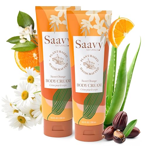 Saavy Naturals Deeply Hydrating Body Cream for Dry Skin - Nourishing Shea Butter, Plant-Based & Sustainably Sourced - Sweet Orange - 8.5 fl oz, 2 pack Beauty & Personal Care Saavy Naturals