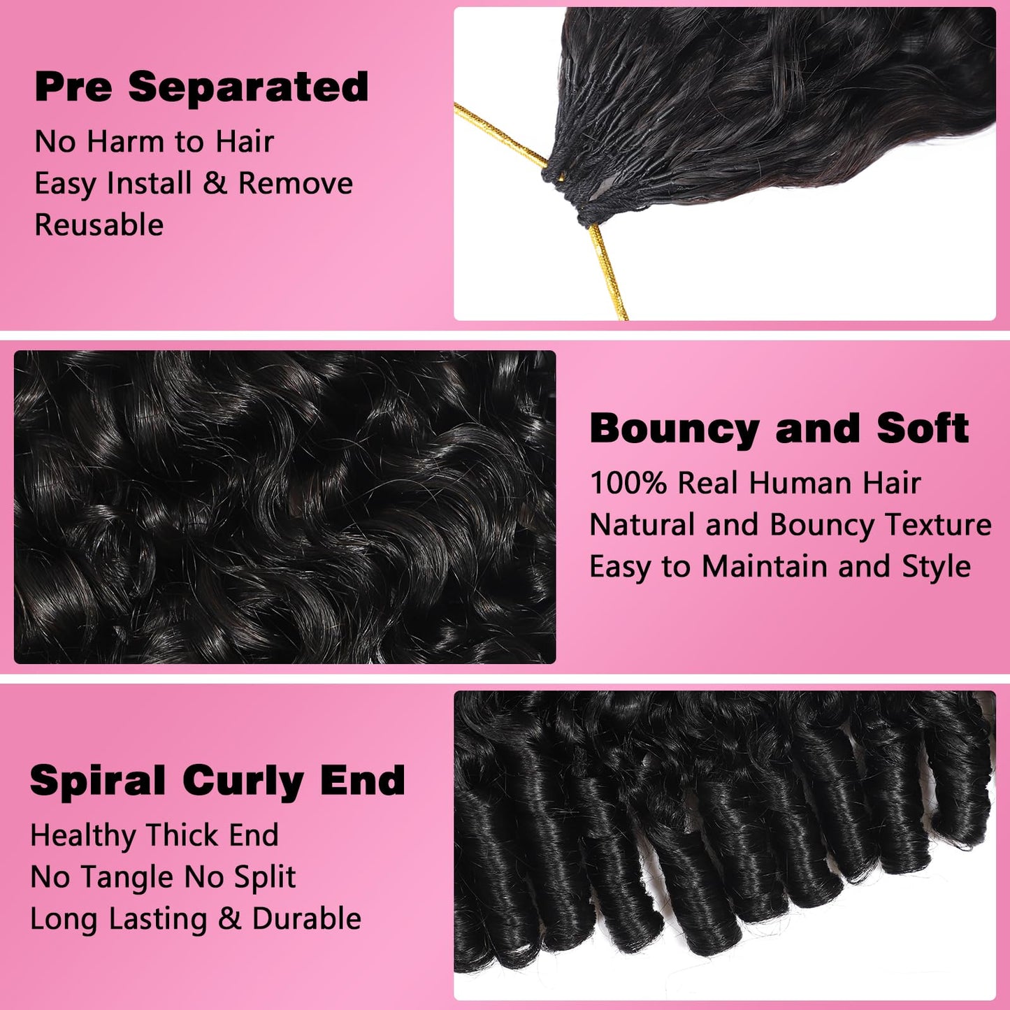 Beauty Queen Burmese Curly Miracle Knots Crochet Human Hair 16inch 60g Ombre Brown P4/27 Knotless Pre-Separated Feather Crochet Real Human Hair 3C4A Beauty and Personal Care Beauty Queen