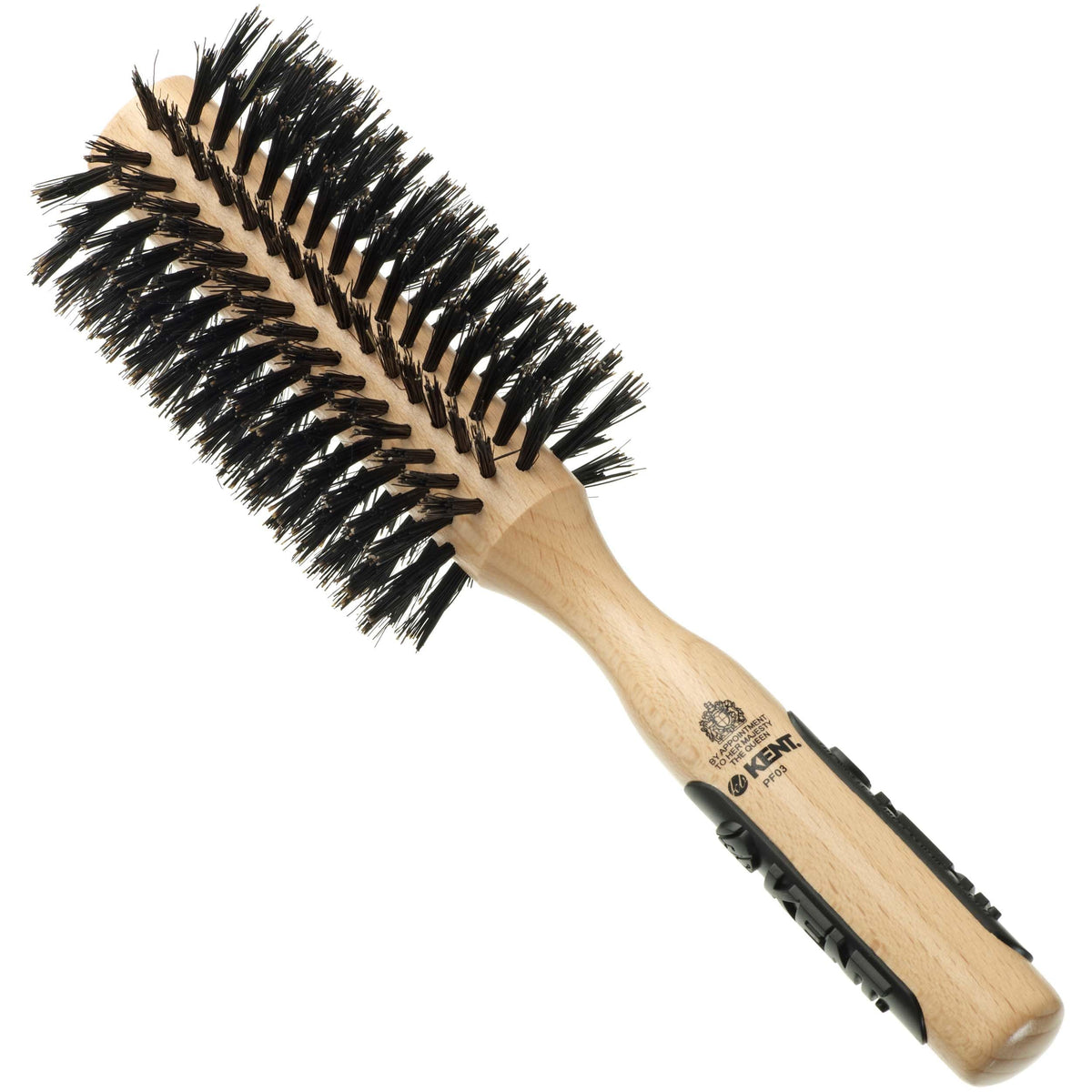 Kent PF03 Round Boar Bristle Hair Brush with Nylon Bristle Mix, Round HairBrush for Blow Drying and Blowout, for Shoulder Length or Short Hair, Rubber