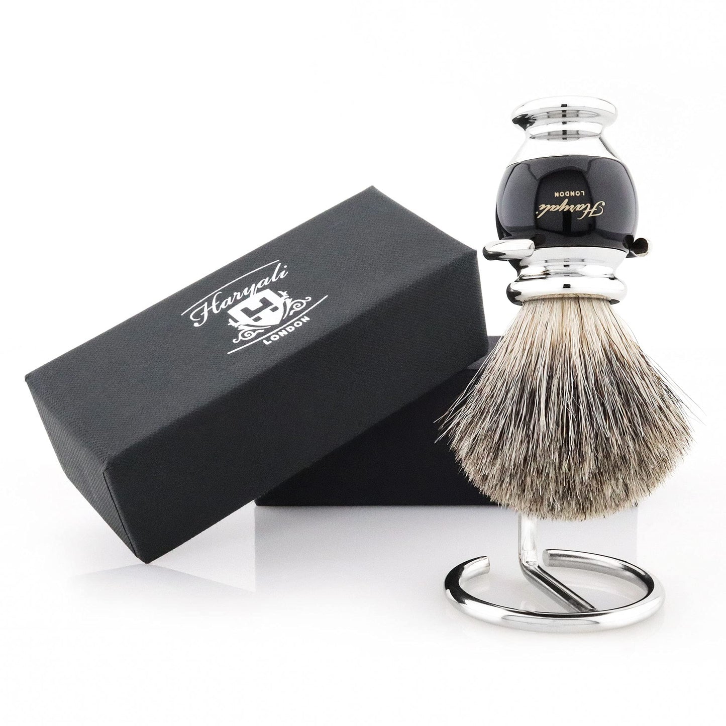 Haryali Hand Assembled Sophist Collection Black Badger Hair Shaving Brush With German Stainless Steel Wire Stand. by Haryali London Beauty and Personal Care Haryali London