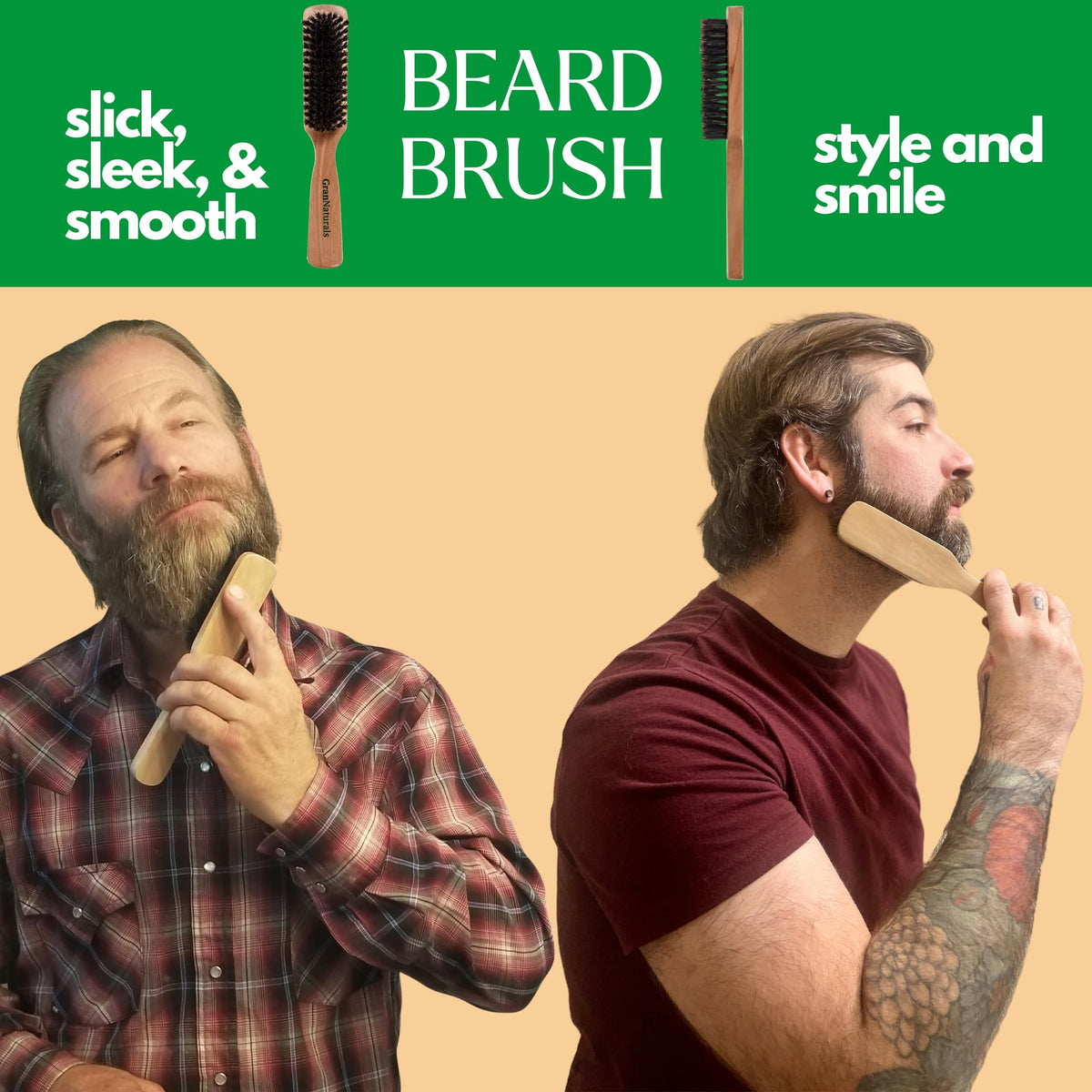 GranNaturals Soft Mens Boar Bristle Hair Brush - Natural Wooden Club Style Wave Hair Brush for Men - Styling Beard Hairbrush for Fine, Thin or Thick Beauty & Personal Care GranNaturals
